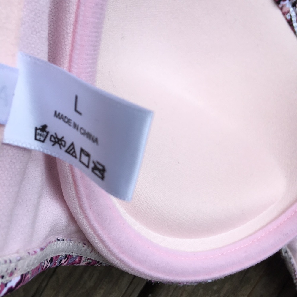 NWT Ambrielle Purple Pink Silver Bikini Top Sz L - Picture 6 of 8